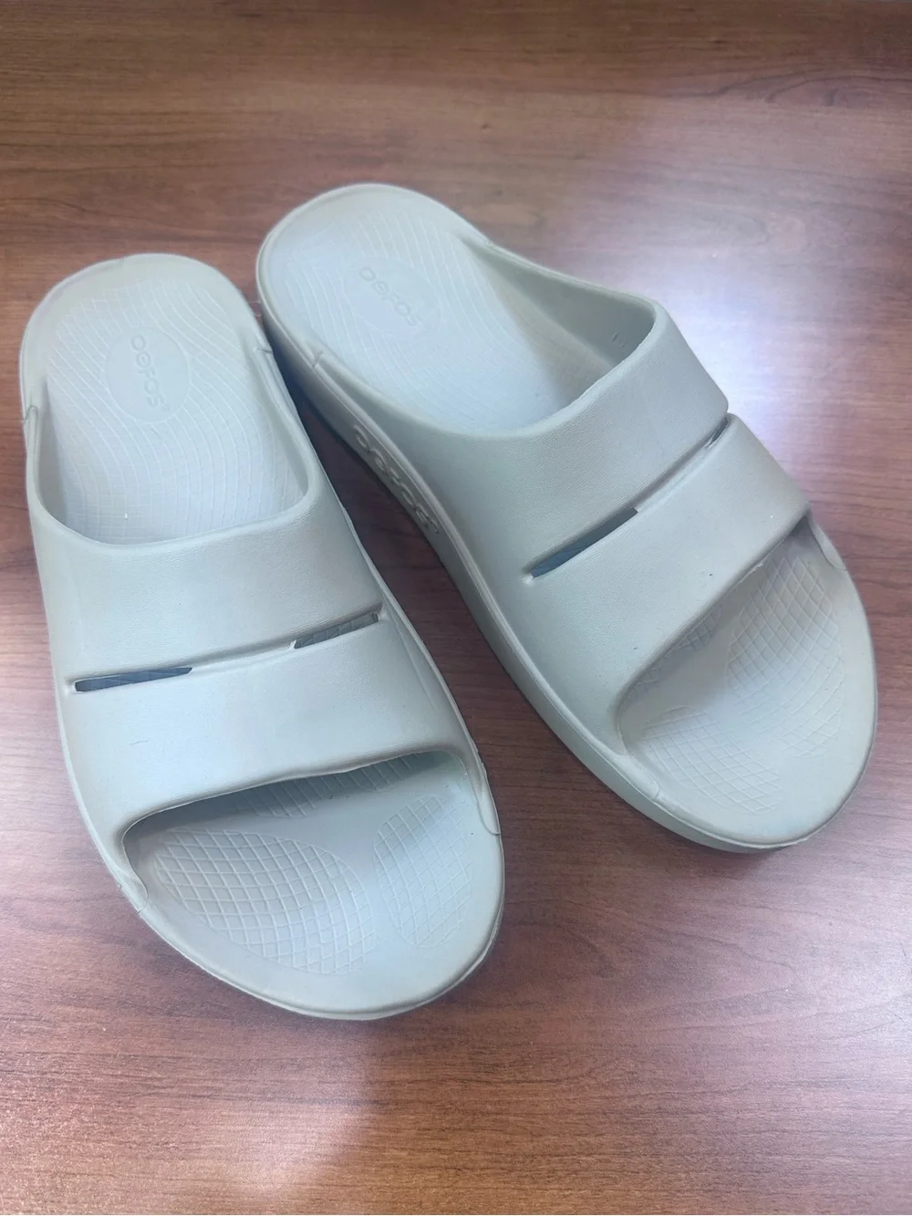 Oofas Recovery Sandals Gray Slide Sandals - Casual Slip-On Mens Sz 10 Womens 12